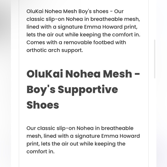 OluKai Nohea Mesh Boy's Supportive Slip On Hybrid Loafer Shoes Youth 5 Grey - Picture 9 of 11